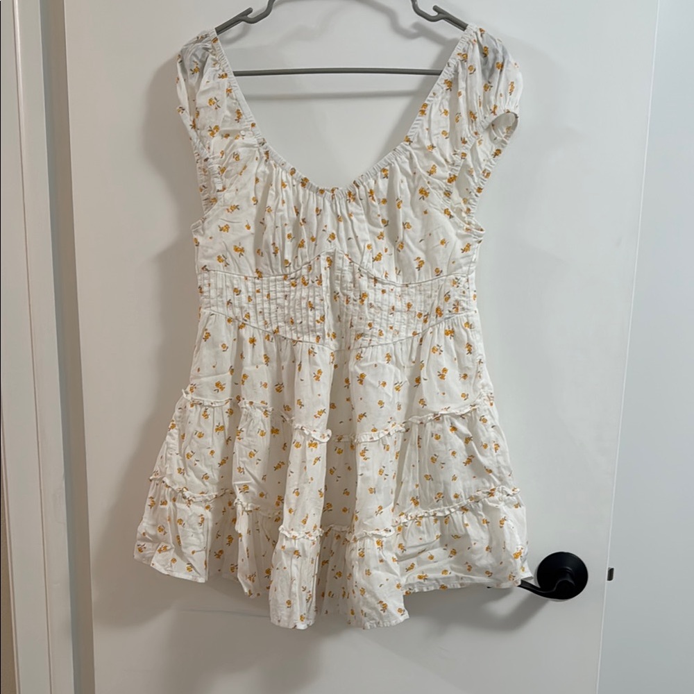 Hollister Cream Ruffled Mini Dress